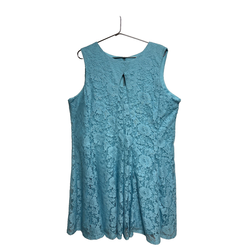 Dress Barn Teal Sleeveless Lace And Lined Dress With Keyhole Front -  Size 20